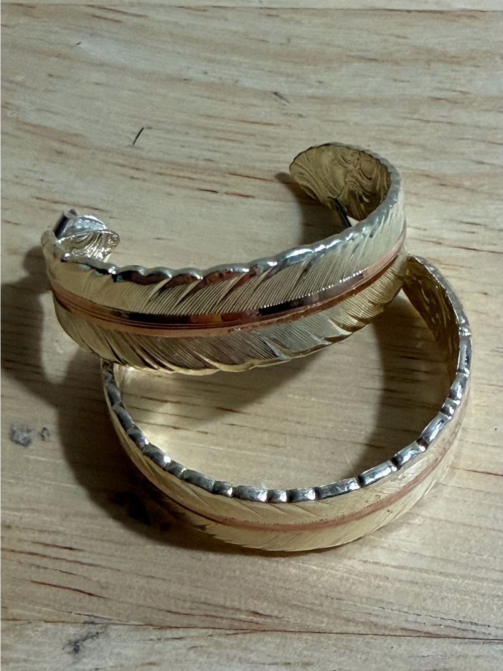Montana West Gold and Rose Gold Feather Hoop Earrings